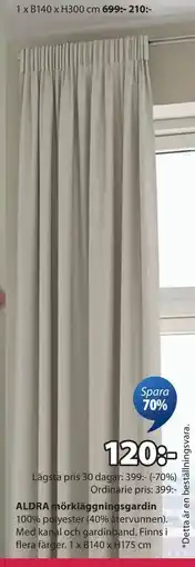 JYSK ALDRA mörkläggningsgardin erbjuda
