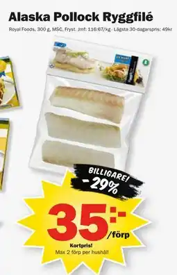 Pekås Alaska Pollock Ryggfilé, Medlemspris erbjuda
