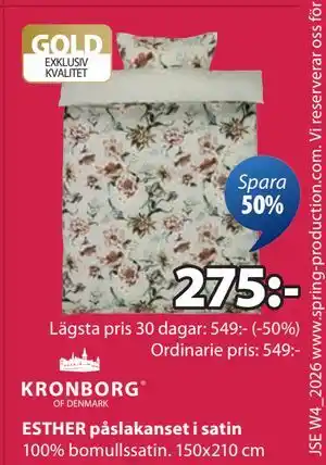 JYSK ESTHER påslakanset i satin erbjuda