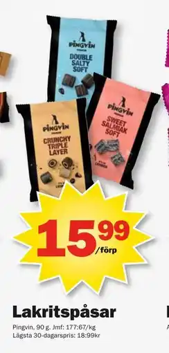 Pekås Lakritspåsar erbjuda