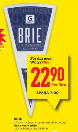 Willys BRIE, Medlemspris erbjuda