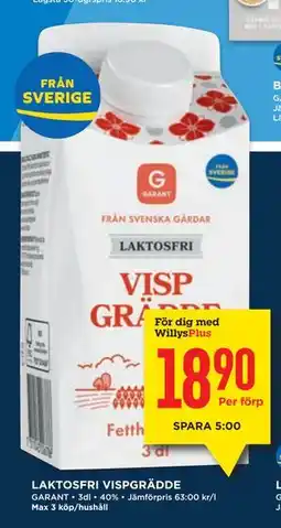 Willys LAKTOSFRI VISPGRÄDDE, Medlemspris erbjuda