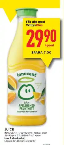 Willys JUICE, Medlemspris erbjuda