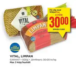 Willys Hemma VITAL, LIMPAN, Medlemspris erbjuda