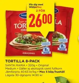 Willys Hemma TORTILLA 8-PACK, Medlemspris erbjuda