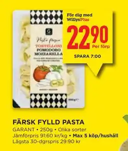Willys Hemma FÄRSK FYLLD PASTA, Medlemspris erbjuda
