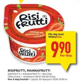 Willys Hemma RISIFRUTTI, MANNAFRUTTI, Medlemspris erbjuda