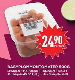 Willys Hemma BABYPLOMMONTOMATER 500G erbjuda