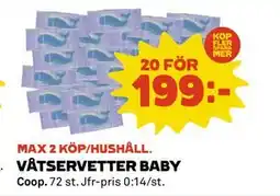 Coop Daglivs VÅTSERVETTER BABY, Medlemspris erbjuda