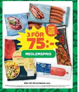 Coop Daglivs Kryddig korv, Medlemspris erbjuda
