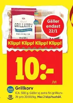 ICA Kvantum Grillkorv erbjuda
