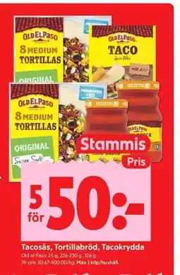 ICA Kvantum Tacosås, Tortillabröd, Tacokrydda, Medlemspris erbjuda