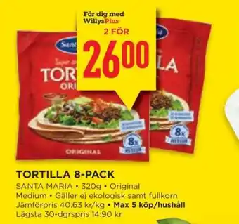 Willys TORTILLA 8-PACK erbjuda