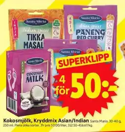 ICA Supermarket Kokosmjölk, Kryddmix Asian/Indian erbjuda