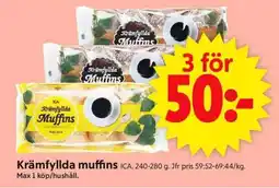 ICA Supermarket Krämfyllda muffins erbjuda