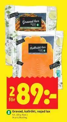 ICA Supermarket GRAVAD, KALLRÖKT, NAJAD LAX erbjuda