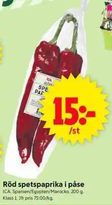 ICA Supermarket Röd Spetspaprika i Påse erbjuda