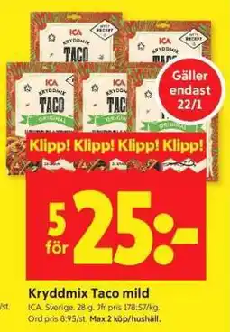 ICA Supermarket Kryddmix Taco mild erbjuda