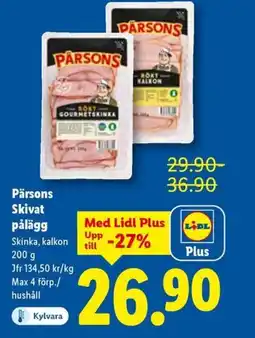 Lidl Pärsons Skivat pålägg erbjuda