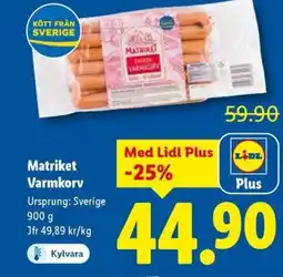 Lidl Matriket Varmkorv erbjuda