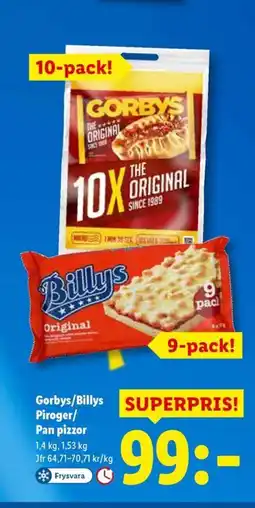 Lidl Gorbys/Billys Piroger/ Pan pizzor erbjuda