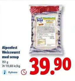 Lidl Alpenfest Weisswurst med senap erbjuda