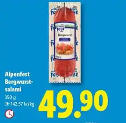 Lidl Alpenfest Bergwurst- salami erbjuda