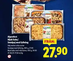 Lidl Alpenfest Mjuk kaka/ Smulpaj med fyllning erbjuda