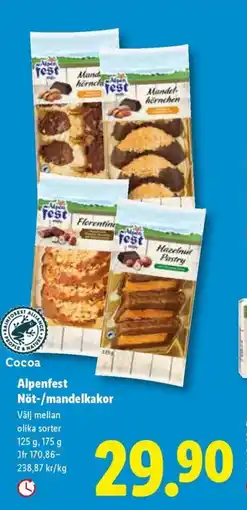 Lidl Alpenfest Nöt-/mandelkakor erbjuda