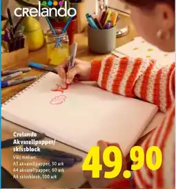 Lidl Crelando Akvarellpapper/ skissblock erbjuda