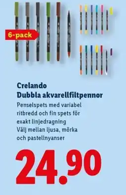 Lidl Crelando Dubbla akvarellfiltpennor erbjuda