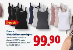Lidl Esmara Ribbade linnen med spets erbjuda