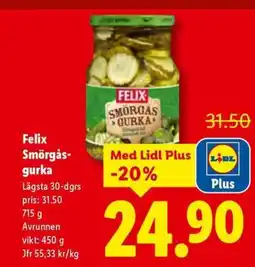 Lidl Felix Smörgås- gurka erbjuda