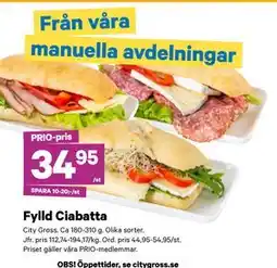 City Gross Fylld Ciabatta, Pris i appen erbjuda