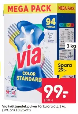 Rusta Via tvättmedel, pulver erbjuda