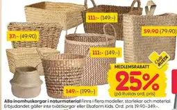 Rusta Alla inomhuskorgar i naturmaterial erbjuda