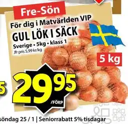 Matvärlden Tensta GUL LÖK I SÄCK erbjuda