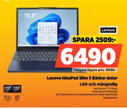 Power Lenovo IdeaPad Slim 3 Bärbar dator 83K700ESMX erbjuda