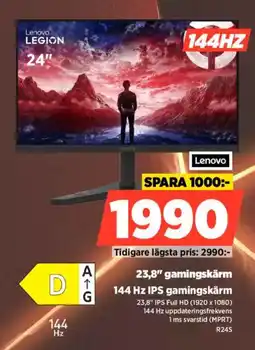Power Lenovo 23,8" gamingskärm R24S erbjuda