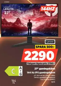 Power Lenovo 27" gamingskärm R27S erbjuda