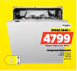 Power Whirlpool Integrerad diskmaskin WIC3C33E erbjuda