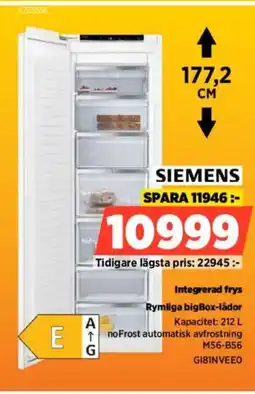 Power SIEMENS Integrerad frys G181NVEEO erbjuda