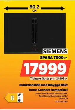 Power SIEMENS Induktionshäll med inbyggd fläkt ED851HQ26E erbjuda