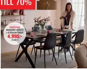 PAKETPRIS MATBORD VENETO + 6 STOLAR TRACY