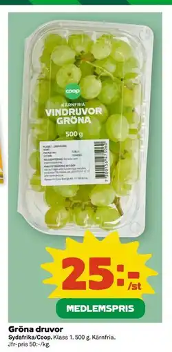 Coop Gröna druvor, Medlemspris erbjuda
