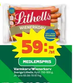 Stora Coop Varmkorv/Wienerkorv, Medlemspris erbjuda