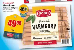 Extra Mjällby Stormarknad Svenskt kött! Varmkorv Med skinn erbjuda