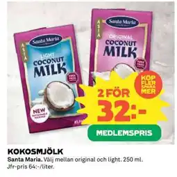 Coop Kokosmjölk erbjuda