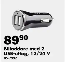 Biltema Billaddare med 2 USB-uttag, 12/24 V erbjuda