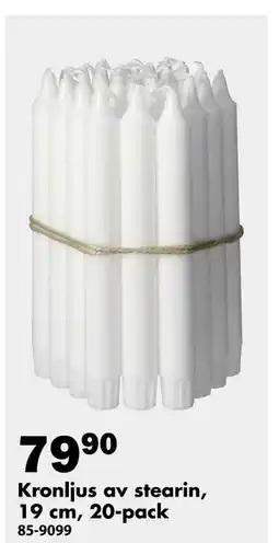 Biltema Kronljus av stearin, 19 cm, 20-pack erbjuda